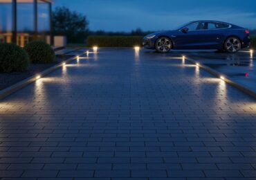 Éclairage encastré au sol pour allée carrossable