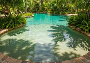 Piscine avec plage immergée californienne : le style lagon