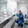 Désinfection des sanitaires neufs avant usage