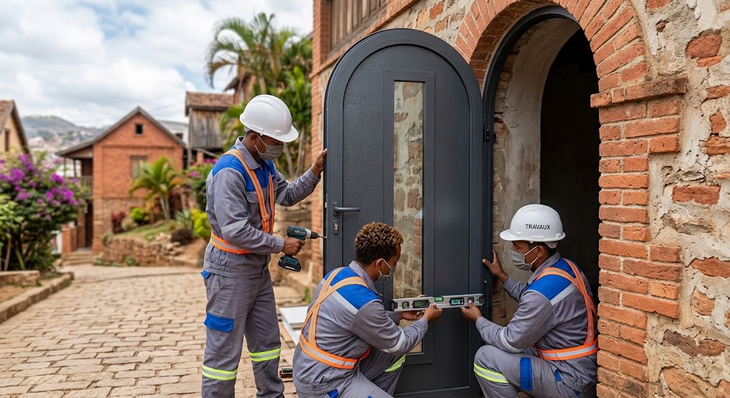 Porte en aluminium cintrée ou sur mesure