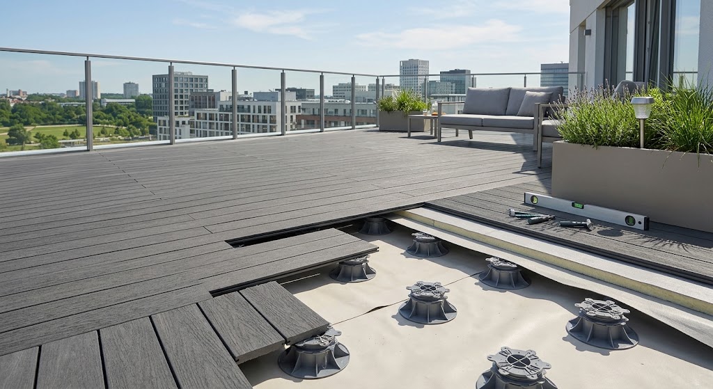 Terrasse en composite pour toiture-terrasse